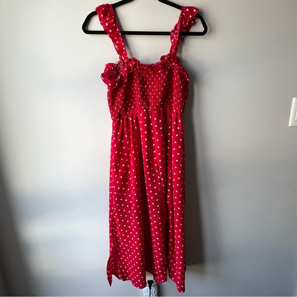 Peach Love California red and white poka dot spring summer dress maxi size small - Picture 10 of 13
